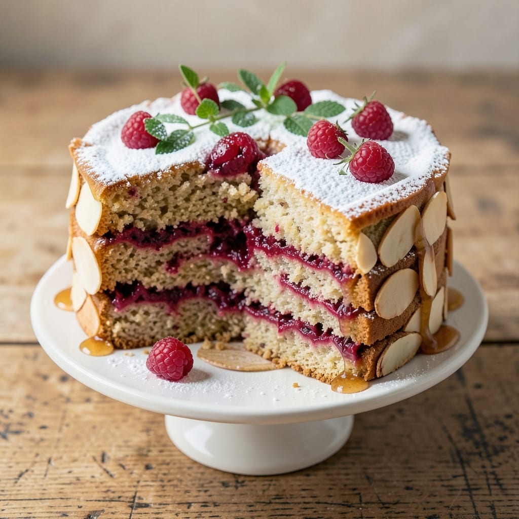 Almond Cake With Raspberry Filling Recipe: Nutty Crunch Meets Bursting Berry Bliss