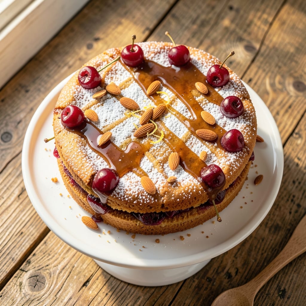 Amaretto Cherry Cake Recipe: Boozy Vanilla Swirls with Tart Cherry Filling