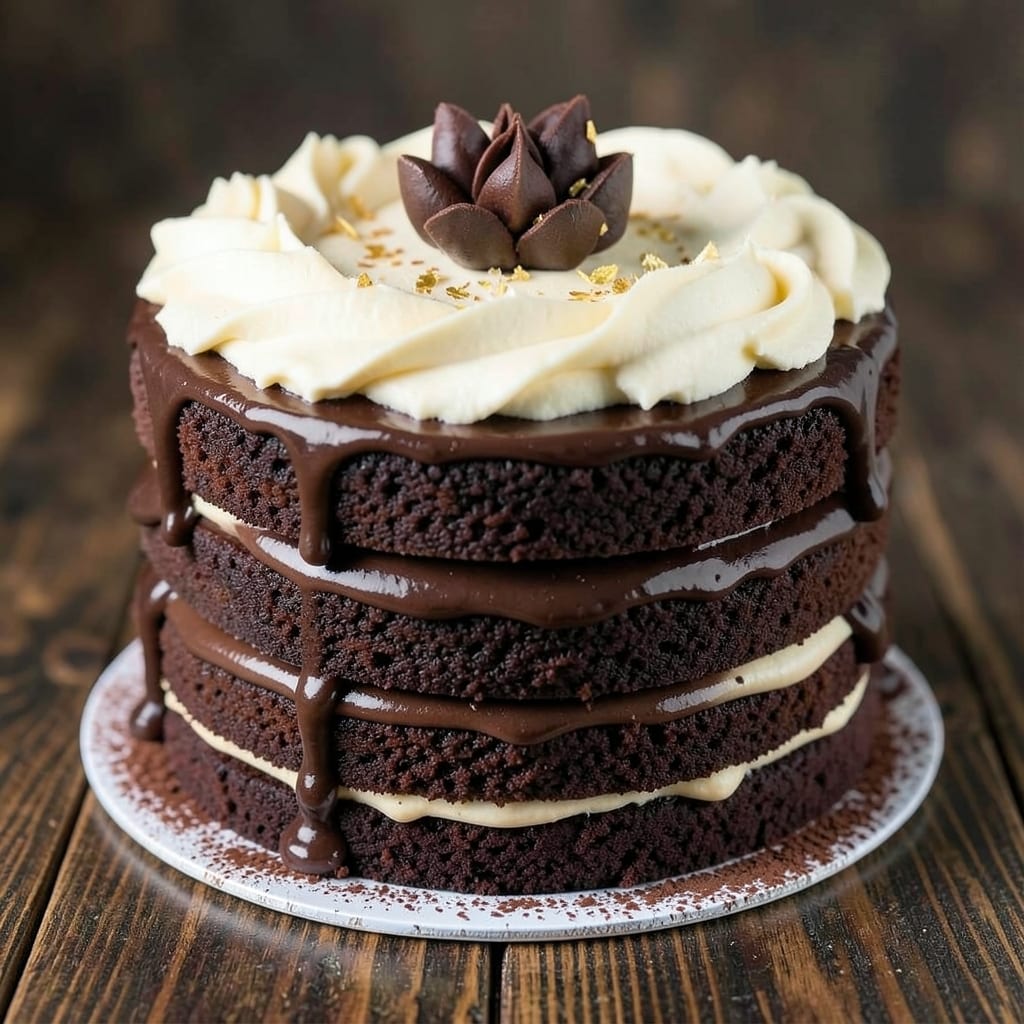 5 Layer Chocolate Cake Recipe: Fudgy Bottom, Crispy Top, Cream Cheese Swirl Magic