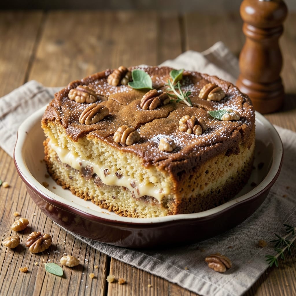 Amazing Crumb Cake Recipe: Buttery Walnut Streusel Over Ultra-Moist Vanilla Pudding