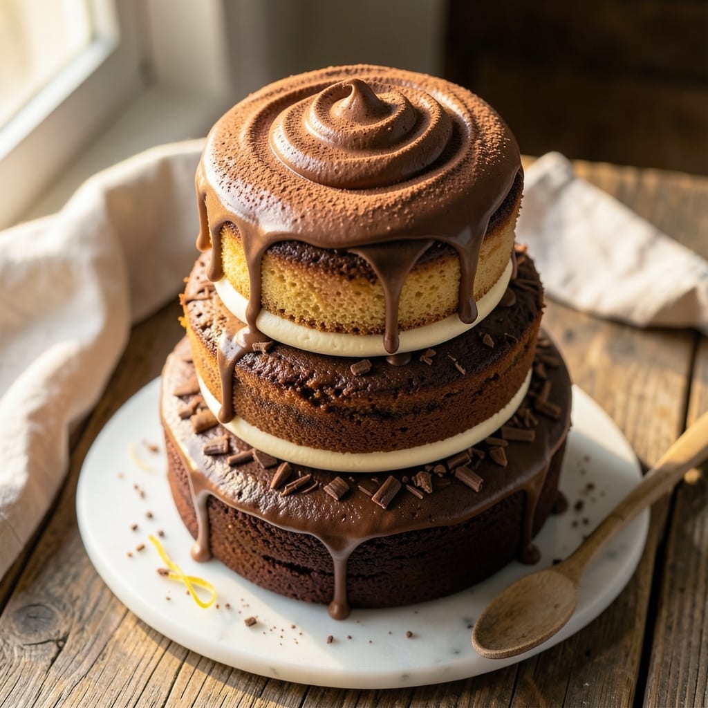 4 Tier Chocolate Cake Recipe: Velvet Moistness and Cream Cheese Frosting Rivers