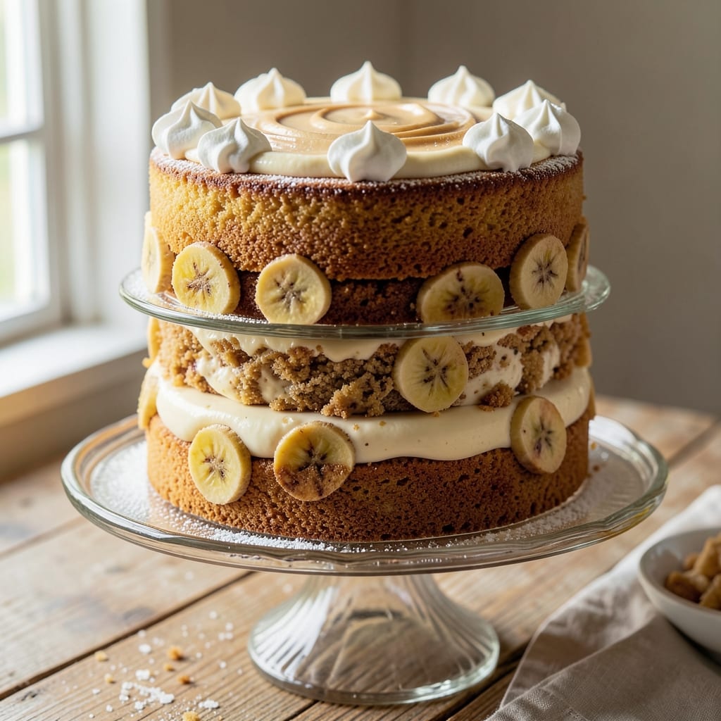 3 Layer Banana Pudding Cake Recipe: Vanilla Bean Swirls and Buttery Crisp Top