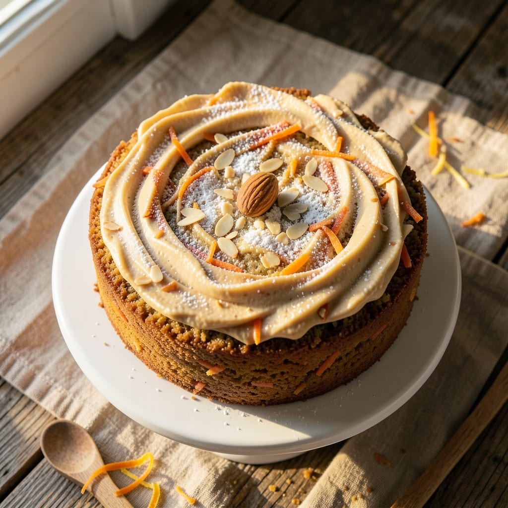 Almond Carrot Cake Recipe: Vanilla-Infused Layers With Crunchy Almond Topping