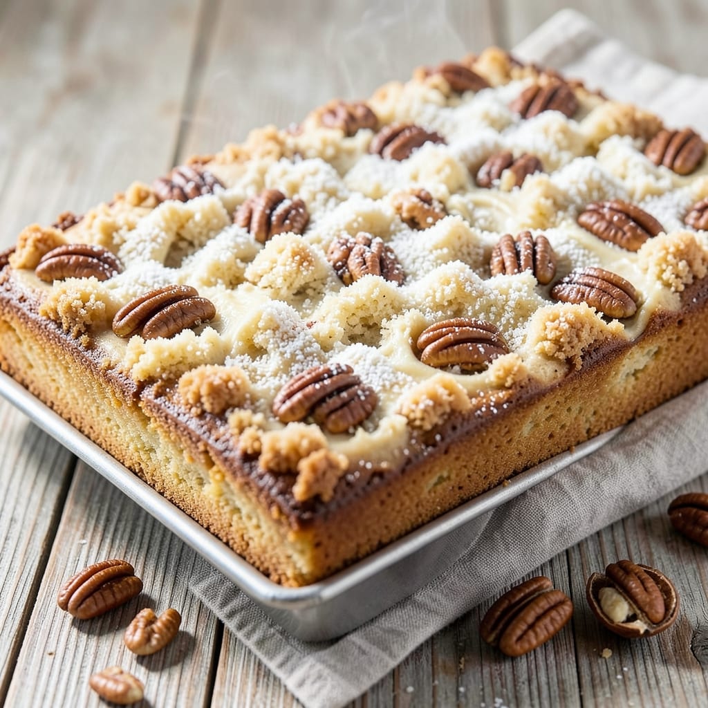 Amazing Pecan Coffee Cake Recipe: Buttery Streusel Crunch Over Moist Vanilla Layers