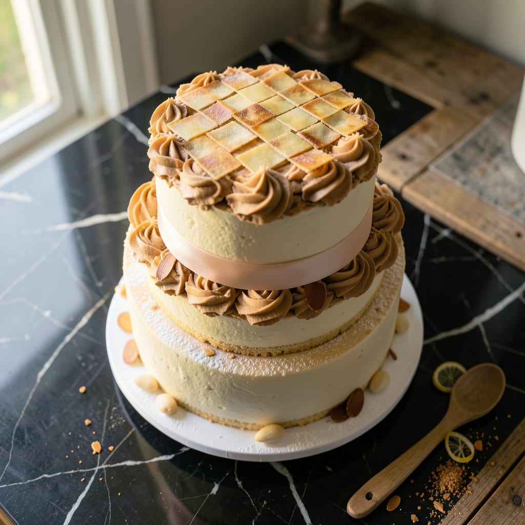 Almond Wedding Cake Recipe From Scratch: Marble Swirl Magic with Crispy Almond Top