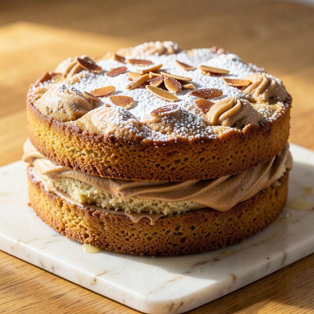 Almondy Cake Recipe: Crunchy Top and Moist Vanilla-Almond Layers