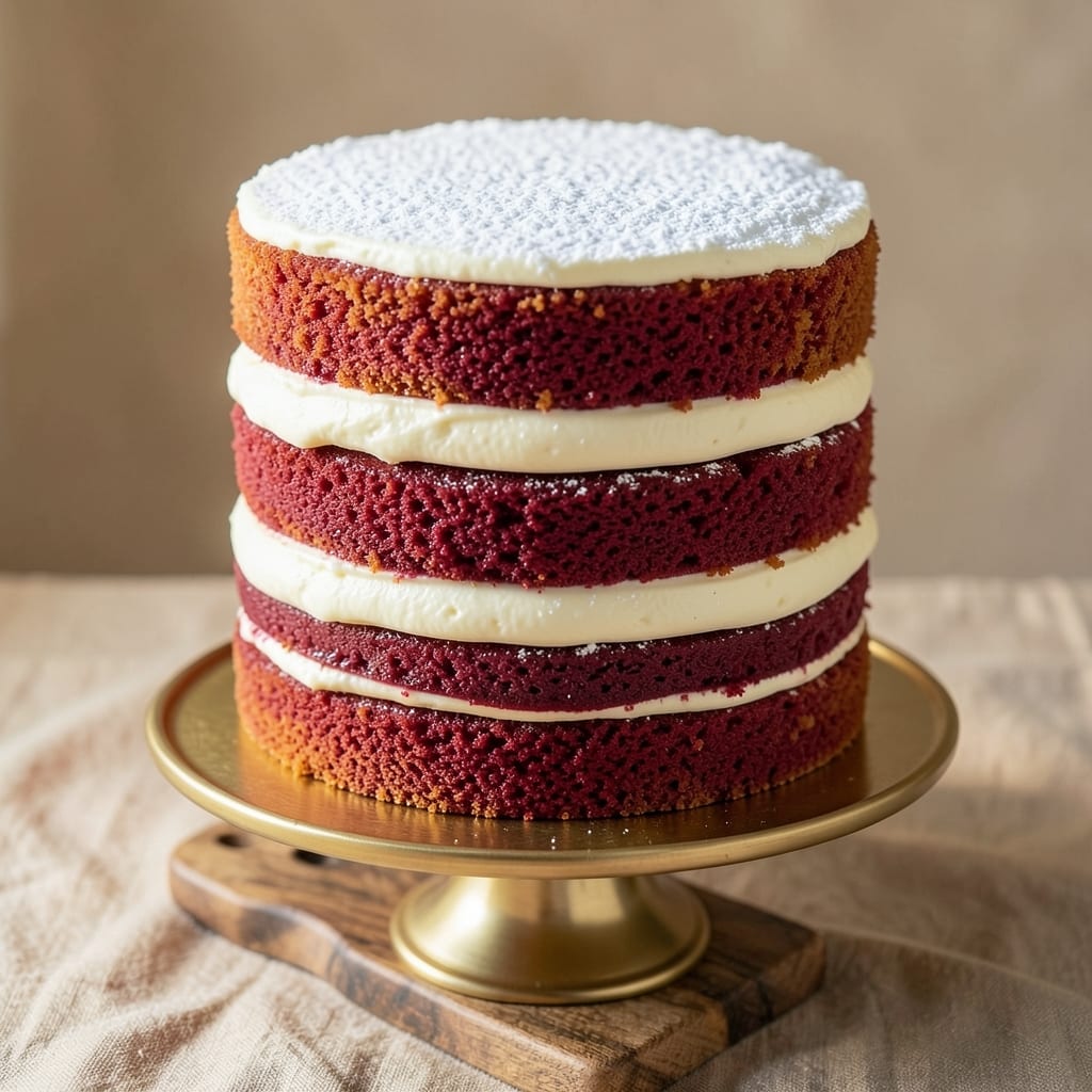 4 Layer Red Velvet Cake Recipe: Moist Spiced Layers and Cream Cheese Frosting Harmony