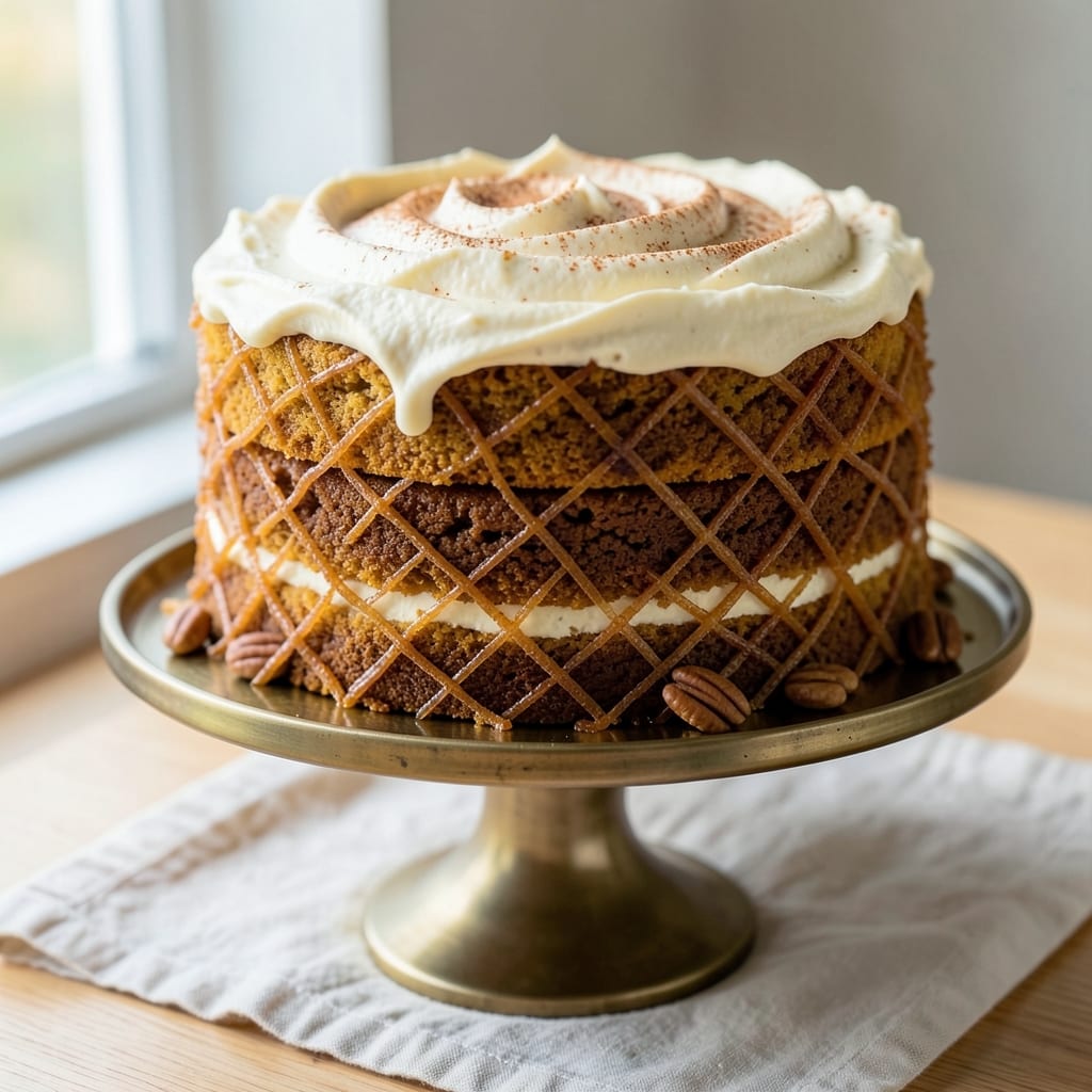 2 Layer Pumpkin Cake Recipe: Moist Spice Cake with Cream Cheese Frosting Towers