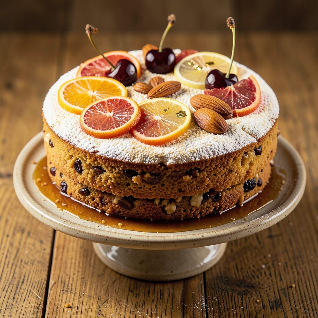 Amaretto Fruit Cake Recipe: Boozy Nutty Layers With Caramelized Top Magic