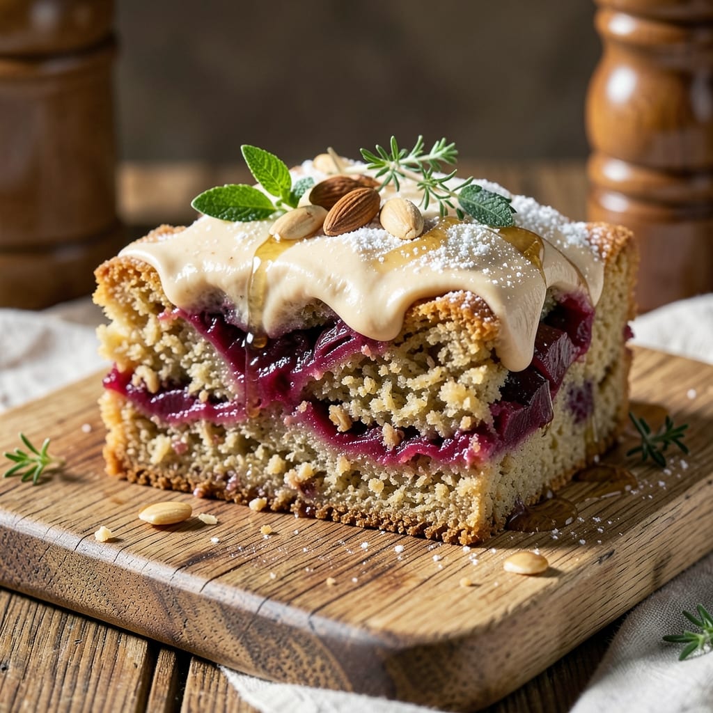 Almond Rhubarb Cake Delight Recipe: Tart-Sweet Balance With Buttery Streusel Top