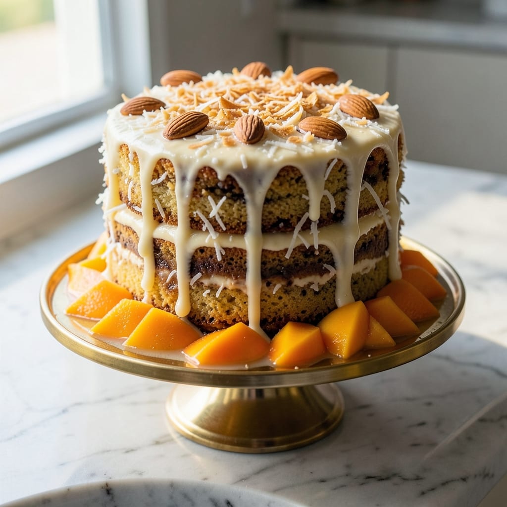 Almond Joy Cake Recipe With Sweetened Condensed Milk: Tropical Cream Cheese Swirls and Crispy Top