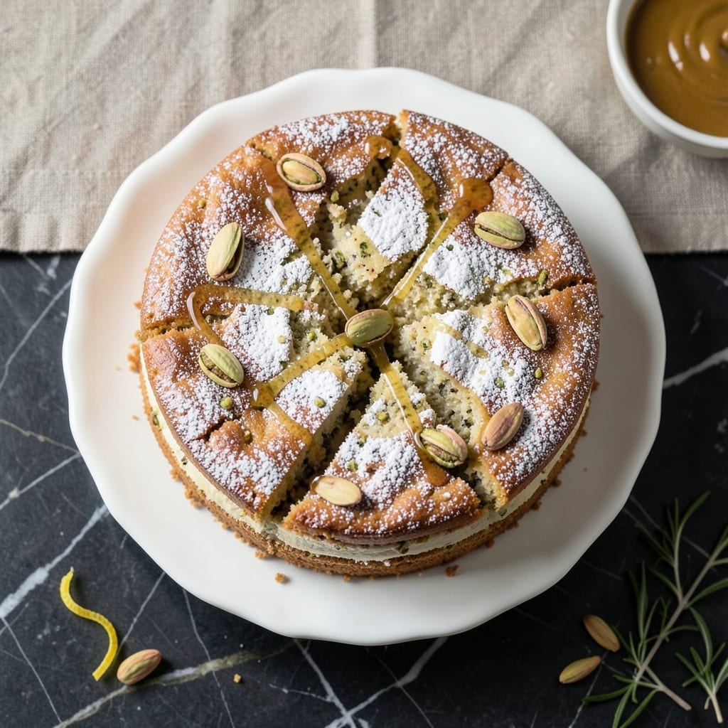Almond Pistachio Cake Recipe: Nutty Swirls and Crunchy Top Layers